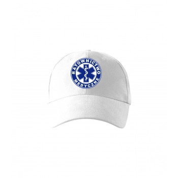 Biała czapka ratownika z logo ratownictwo medyczne